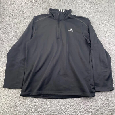 Adidas Suéter Para Hombre Pullover Grande 1/4 Cremallera 3 Rayas Negro Manga Larga Golf* Foto 1 de 4