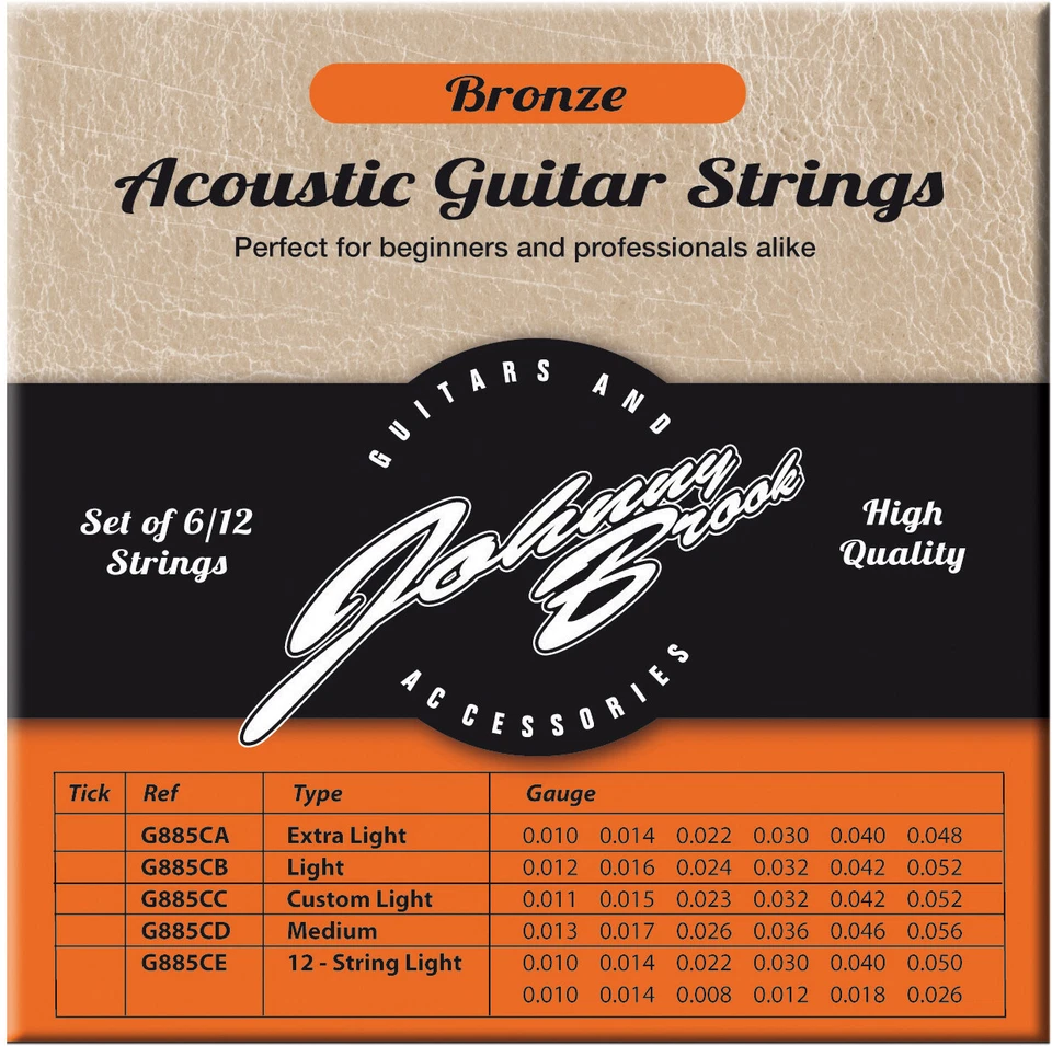 Extra Light Beginners & Pro Bronze Acoustic Guitar Strings - various Gauge