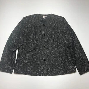 Giacca blazer donna JM Collection taglia 16 misto lana nero marmorizzato con fodera - Foto 1 di 12