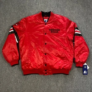 Chaqueta de bombardero de satén Chicago Bull Starter para hombre X-grande roja acolchada NBA baloncesto - Imagen 1 de 24