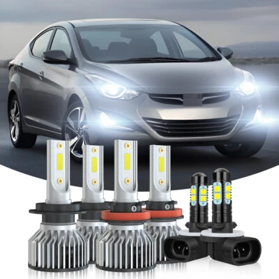 Para Hyundai Elantra 2013-2018 Kit de faros F2 LED Hi/Lo + luces antiniebla Foto 1 de 4
