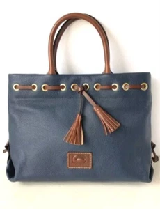Dooney & Bourke Dark Blue Pebble Leather Tassel Crossbdy Handbag Purse EX Smoker - Picture 1 of 8