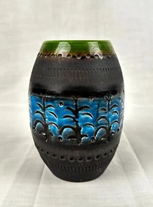 Bitossi ALDO LONDI Genovese Blue Green Ceramic Vase Alla Moda Italy Italian - Picture 1 of 6