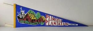 Plimoth Plantation Massachusetts Vintage Flag Pennant 8x26 MA Plymouth Mass - Picture 1 of 5