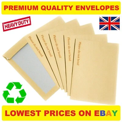 Board Backed Envelopes Hard Please Do Not Bend Brown C3 C4 C4+ C5 C6 A3 A4 A5 A6 - Image 1 of 4