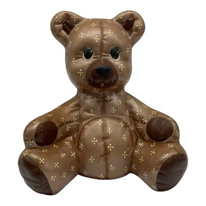 Vintage Ceramic Metallic Brown Floral Teddy Bear  Hand Painted  8” Tall - Picture 1 of 10