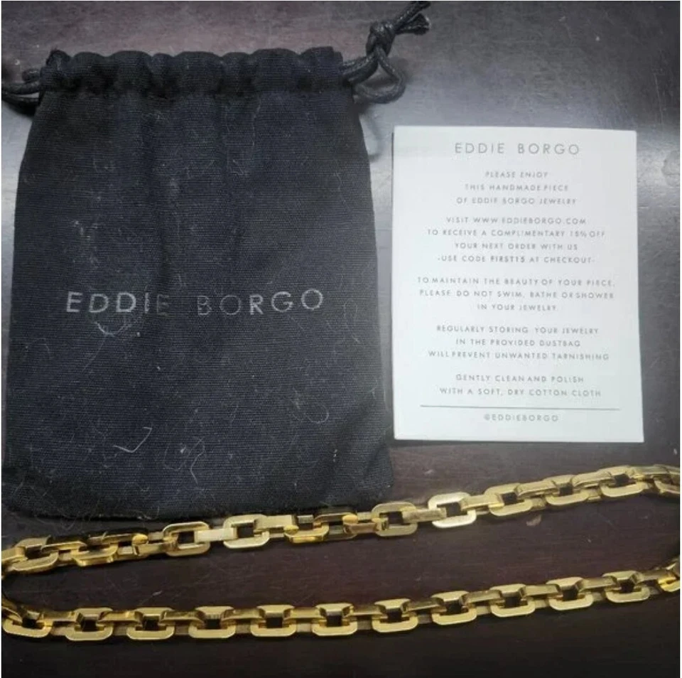 Collar de eslabones de cadena EDDIE BORGO Supra chapado en oro de 12K Vermeil 17" de largo x 3/8" Foto 1 de 1