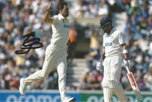 AUSTRALIA CRICKET: MITCHELL STARC SIGNED 6x4 TEST ACTION PHOTO+COA **THE ASHES** - Picture 1 of 1