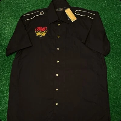 Vintage Y2K COOGI Logo Button Up Shirt Mens Size XL Hip Hop Black Grunge NWT - Image 1 of 4