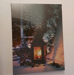 LIGHT UP CHRISTMAS SCENE CANVAS PICTURE, BATTERY OPERATED 15.5" X 11.75" - Picture 1 of 3