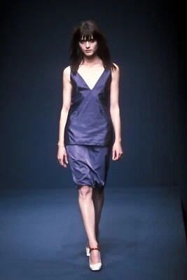 Falda paracaídas Prada Vintage Archive otoño 1999 negra seda con cordón dobladillo 38 IT Foto 1 de 4