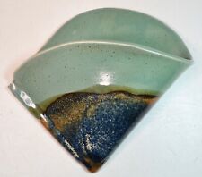 Drip Glaze Pottery Vase Wall Pocket Artist Signed 9 MCM