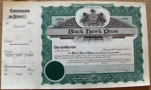 Stock certificate Black Hawk Press blank State of Pennsylvania - Picture 1 of 2