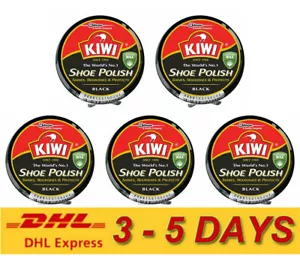 5 x KIWI Shoe Boot Polish Wax Glossy Shines Nourishes Protects # BLACK 45 ml. - Picture 1 of 8
