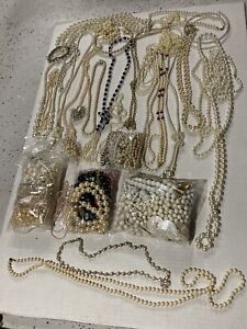 faux pearl necklace Lot Resale Glass Plastic Vintage To Now Well Over 60 Pieces
