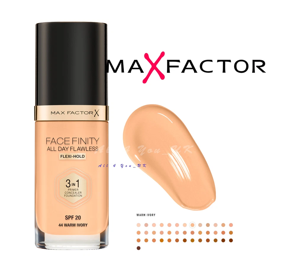 MAX FACTOR FACEFINITY ALL DAY FLAWLESS 3IN1 FOUNDATION SPF20 44 Warm Ivory - Image 1 of 1