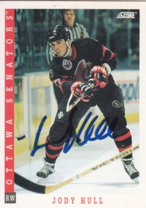 Jody Hull Autograph 93-94 Score Senators Card Panthers - Flyers