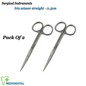 Set de 2 - Chirurgia Iris straight 11.5cm tijeras surgical scissors dental Nuevo - Picture 1 of 4