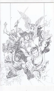 JUSTICE LEAGUE #1 NMINT JIM CHUENG 1/250 Pencils Only Virgin B/W Sketch Variant - Picture 1 of 2