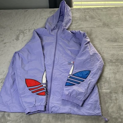 Men’s Adidas Prime Purple Rain Dry Jacket Sz L Full Zip Hoodie Big Logo - Image 1 of 4