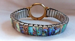 Correa de reloj expansible vintage de acero inoxidable abulón de 5,5 pulgadas - Imagen 1 de 3