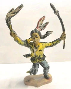 Soldatino in Gomma ISAS - Indiano con Lancia e Torcia - Basetta Originale - Foto 1 di 5