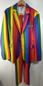 Smiffys Rainbow Suit Unisex Pride Clown Halloween Costume Good Condition XL - Picture 1 of 6