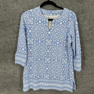 Coolibar St Lucia Tunika Oberteil Damen klein blau weiß Blumen UPF 50+ 3/4 Arm - Bild 1 von 9