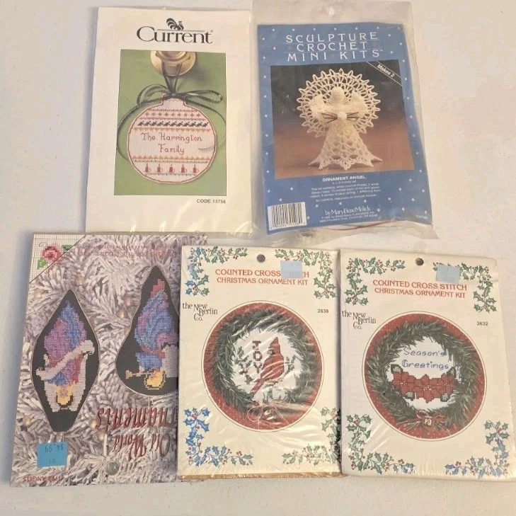 Vintage LOT of 5 Christmas Count Cross Stitch Fabric Sealed - Image 1 of 1