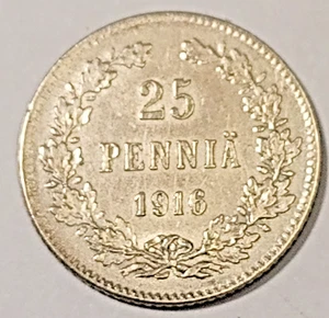 Finland * 25 penniä * 1916 * Silver *cond 1++*Empire Nikolai II - Picture 1 of 2
