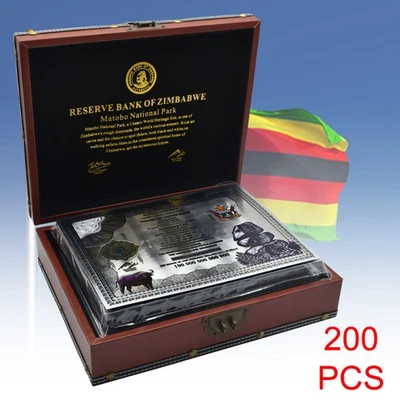 200pcs/box One Hundred Trillion Zimbabwe Silver Plastic Banknote UV Certificates - Image 1 of 4