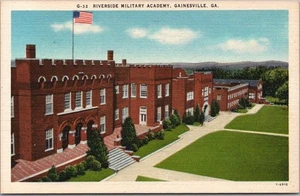 Postal de GAINESVILLE, Georgia de 1940 "RIVERSIDE MILITARY ACADEMY" lino Asheville - Imagen 1 de 2