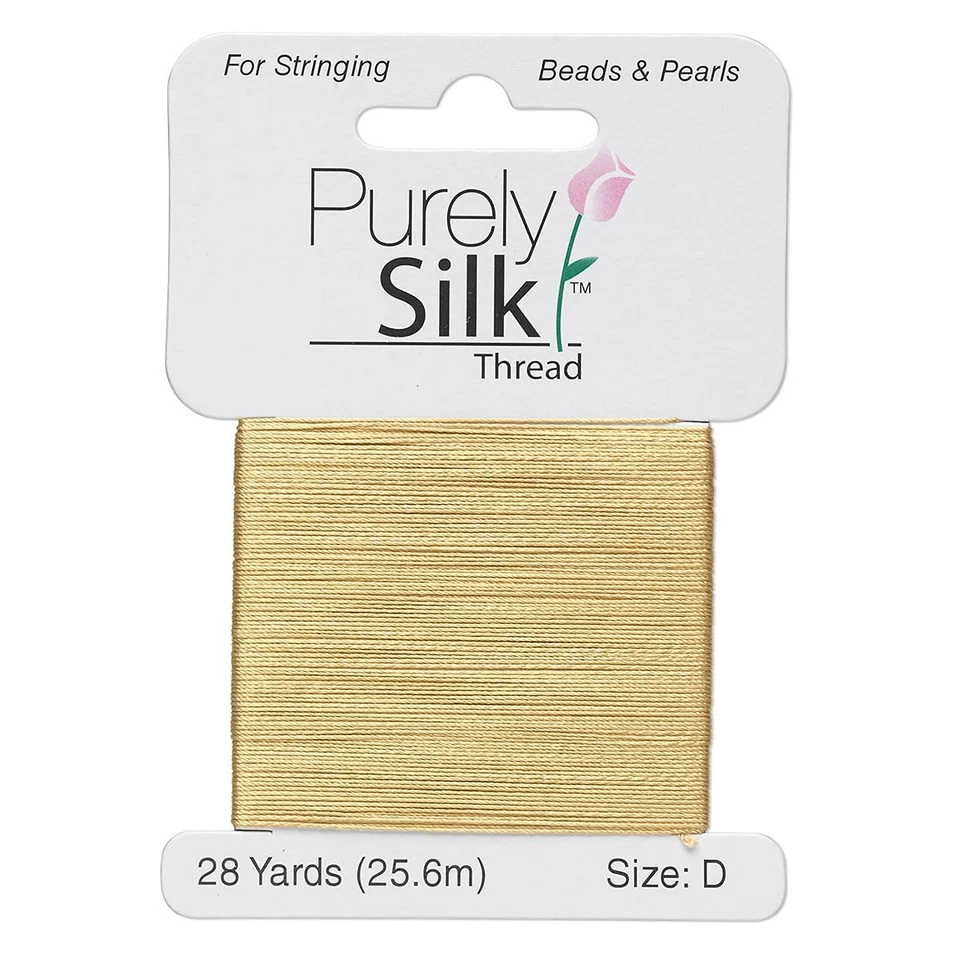 Cordón de hilo de seda simple dorado tamaño D de 28 yardas 0,34 mm para tejer Foto 1 de 1