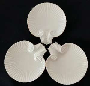 Lote de (3) ~ Conchas festoneadas Lenox Egeo ~ Snacks ~ Salsas ~ Baratijas con oro de 24k - Imagen 1 de 7