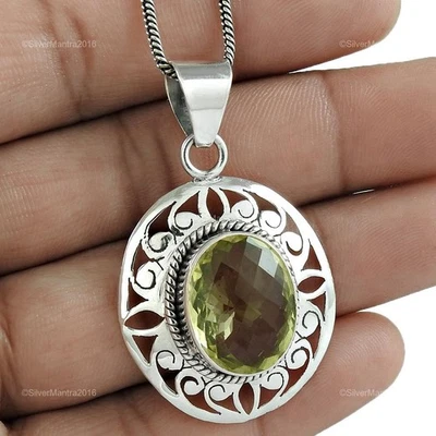 Naturale Limone Topazio Massiccio Vero 925 Argento Sterling Regalo di Natale - Immagine 1 di 4
