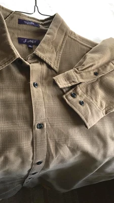 J Ashford Men XL Tall Brown Plaid Flannel feel Long Sleeve Button Dress Shirt - Image 1 of 4