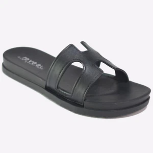 Reveal Brianna Womens Fashion Beach Casual Slides Sandals Black - Picture 1 of 1