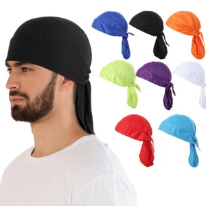 Cooling Motorcycle Wrap Biker Du Do Black Bandana Doo Rag Head Skull Cap Durag - Picture 1 of 28