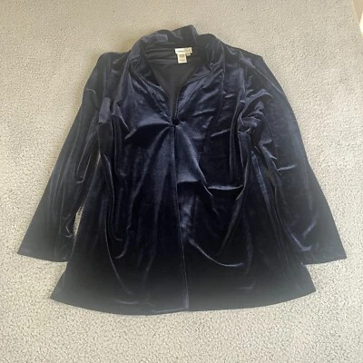 Женский бархатный топ Coldwater Creek 16 Lagenlook на одной пуговице эластичный черный - Изображение 1 из 4