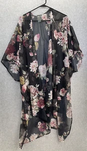 Vestido para mujer Cyn & Luca transparente negro floral encubrimiento largo talla XS rosas - Imagen 1 de 8