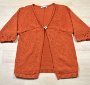 Y2K WD NY Cardigan Sweater Orange Open Front Single Button Boho Medium 2000s - Picture 1 of 4