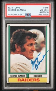1974 Topps George Blanda Signed Football Card PSA 4 DNA Certified 10 Auto HOF - Picture 1 of 3