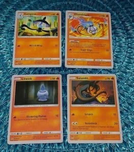 Lot of 4 Litwick Salandit Lampent Chandelure Gray 2017 Cards Card Lot hp Basic - Picture 1 of 1