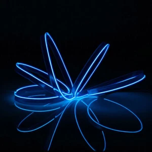 2M Blue Car Flexible EL Wire Neon Party Glow Light Strip Tape + USB Controller - Picture 1 of 9