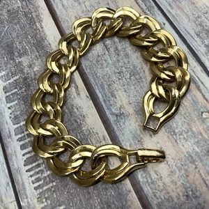 Signiertes MONET Doppelglied Panzerkette Armband aus goldfarbenem Metall - Bild 1 von 8
