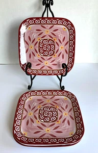 4 OLD WORLD Cranberry Temptations Tara Melamine 10-1/2" Square Dinner Plates NEW - Picture 1 of 7