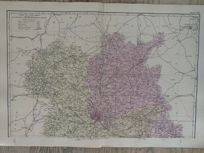 1886 North Shropshire Antique Hand Coloured County Map by G.W. Bacon - Image 1 of 3