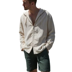 Apnee Mens Ecru European Linen Clean Quiet Luxury Casual Jacket M - Picture 1 of 16
