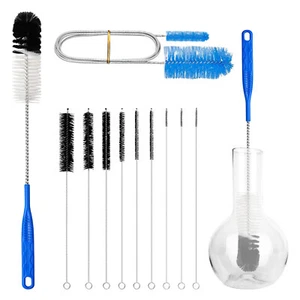 12pcs Glass Tube Pipe Cleaner Brush Set, Long Handle Nylon Brush for Neck Bottle - Picture 1 of 7