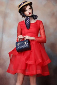 Custom Made To Order bespoke Women Scoop Neck High Waist Swing Party Dress TE030 - Picture 1 of 9